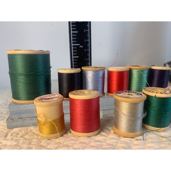 Vintage Sewing Thread wood Spool set of 11 #18 - Picture 7 of 9